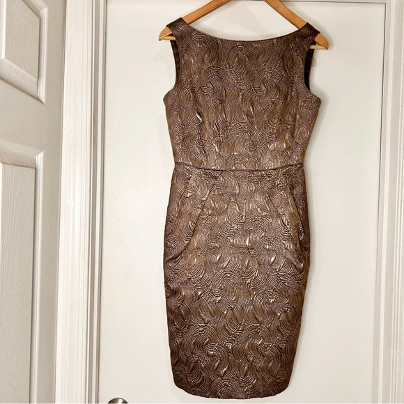 Banana Republic Elegant Gold Brocade Cocktail Dress - Size Petite 6 - Picture 2 of 7